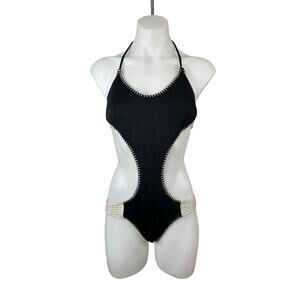 Victoria's Secret Archives Crochet Scuba Cheeky Monokini One Piece Swimsuit Sz S